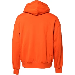Orange Cotton Hooded Men Sweatshirt Sweater