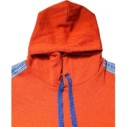 Orange Cotton Hooded Men Sweatshirt Sweater