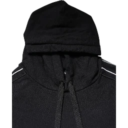 Black Cotton Logo Hooded Sweatshirt Sweater