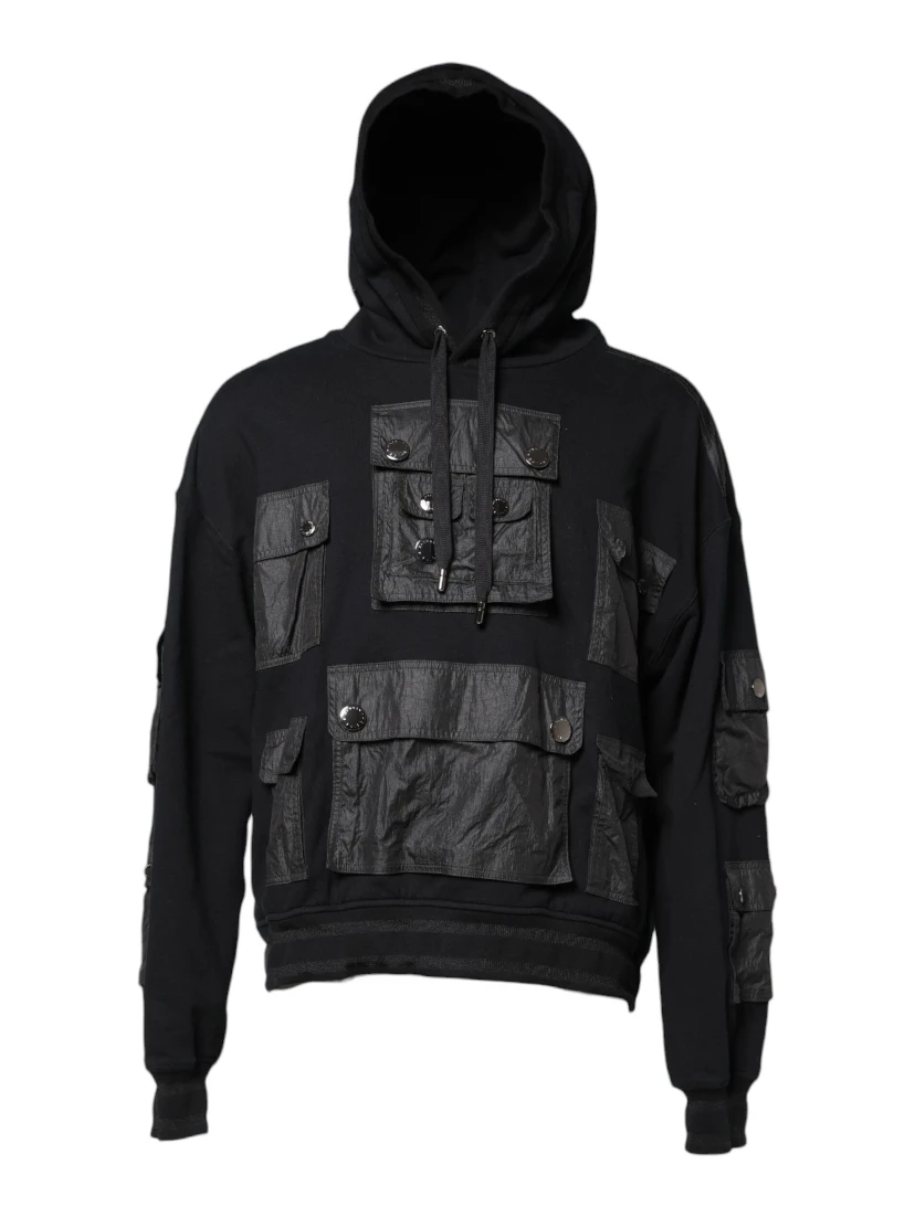 Black Cotton Hooded Sweatshirt Sweater