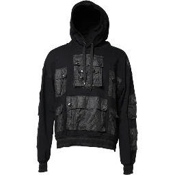 Black Cotton Hooded Sweatshirt Sweater