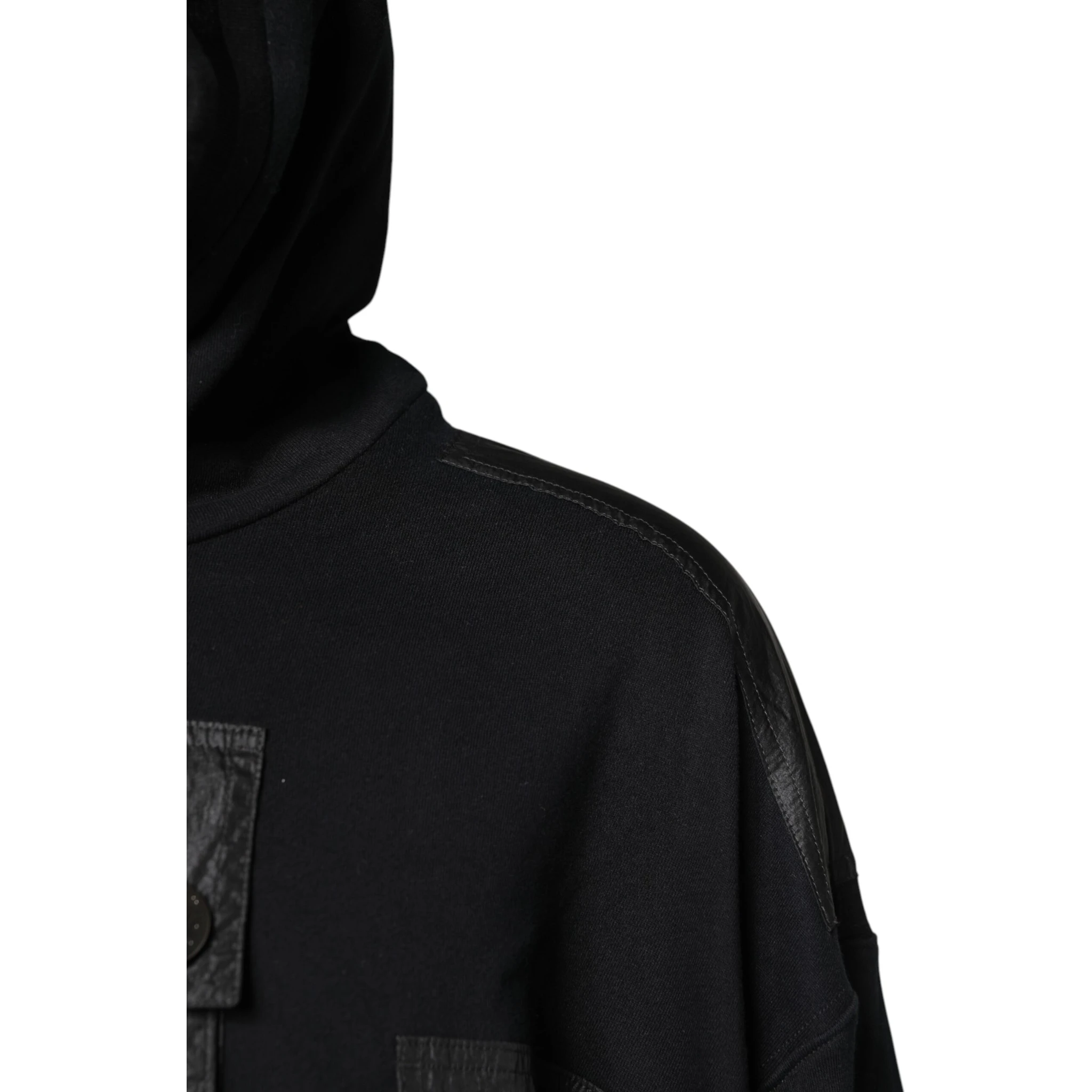 Black Cotton Hooded Sweatshirt Sweater