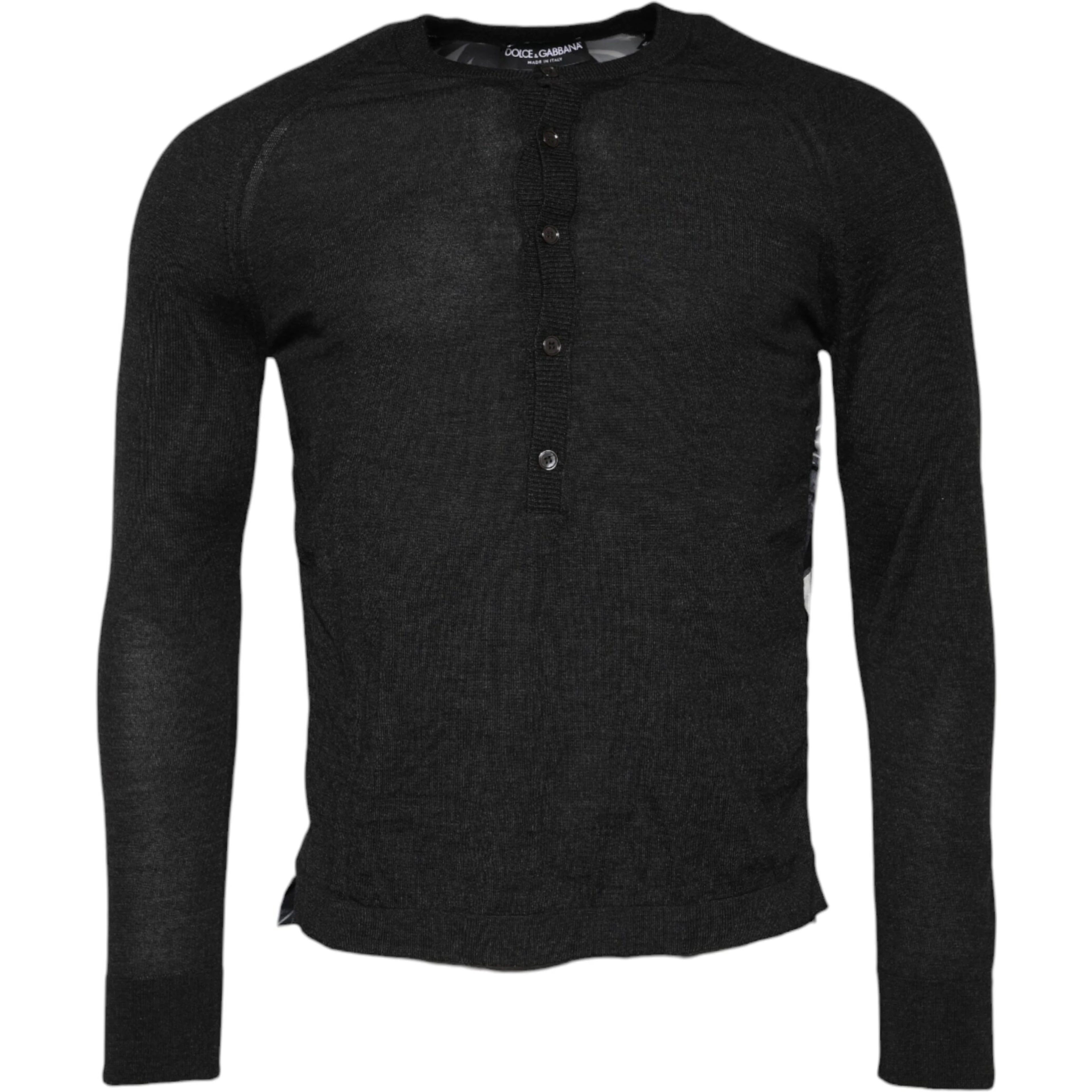 Black Printed Knitted Men Pullover Sweater