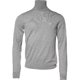Gray Wool Knitted Men Pullover Sweater