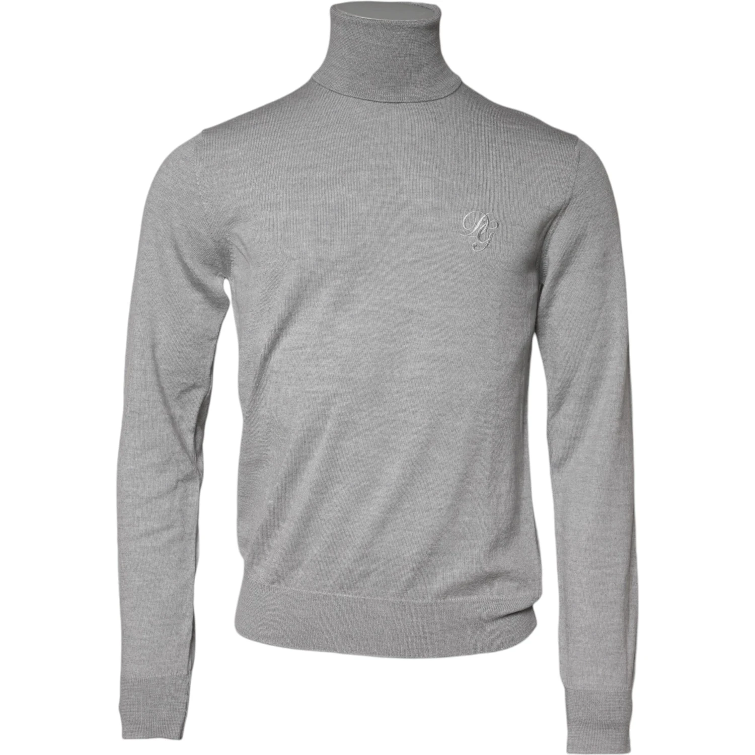 Gray Wool Knitted Men Pullover Sweater