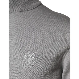 Gray Wool Knitted Men Pullover Sweater