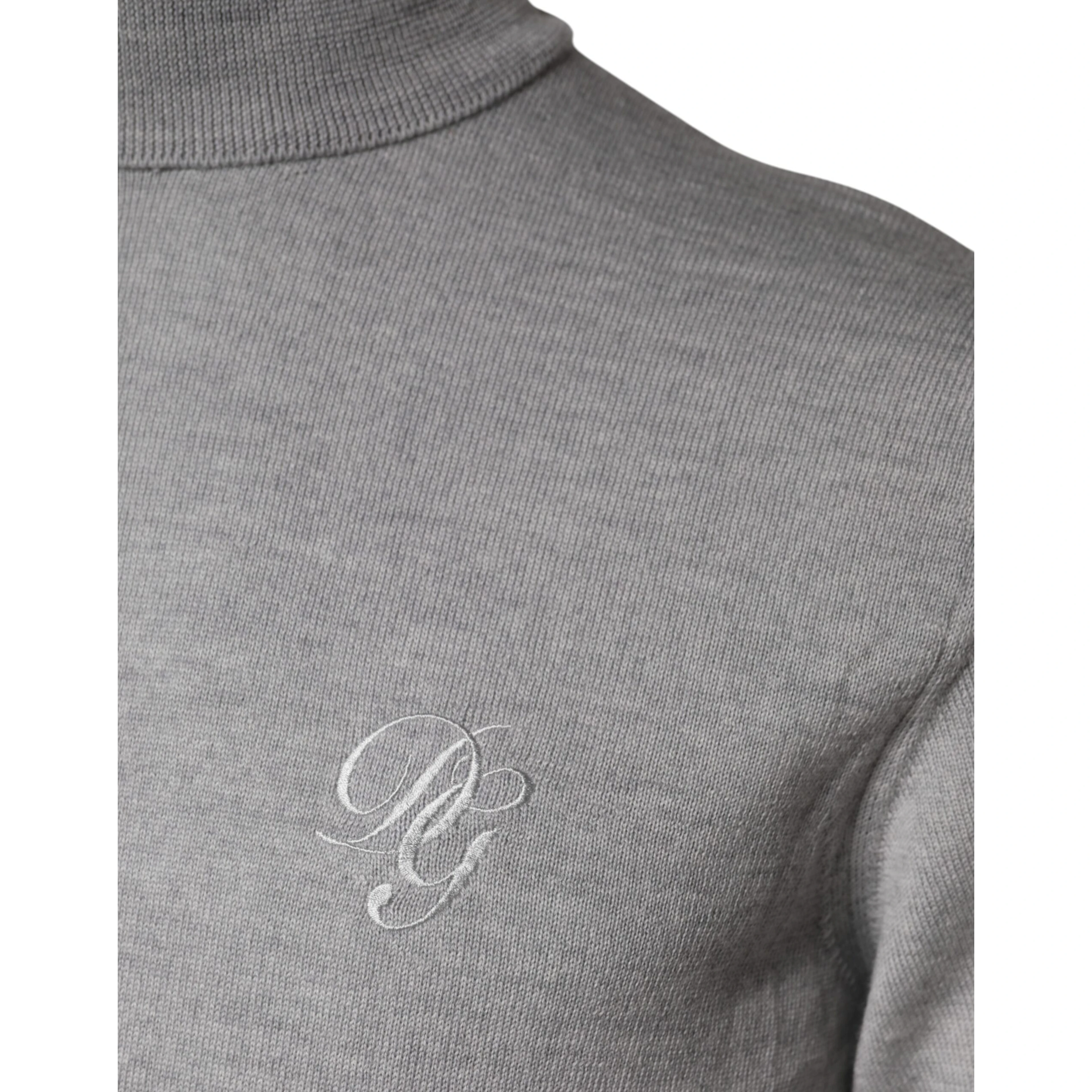 Gray Wool Knitted Men Pullover Sweater
