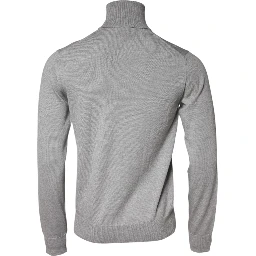 Gray Wool Knitted Men Pullover Sweater