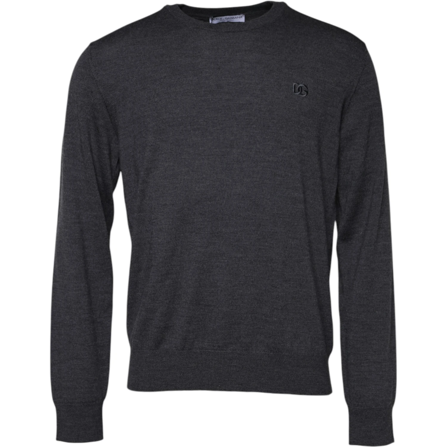 Gray Wool Logo Knitted Men Pullover Sweater