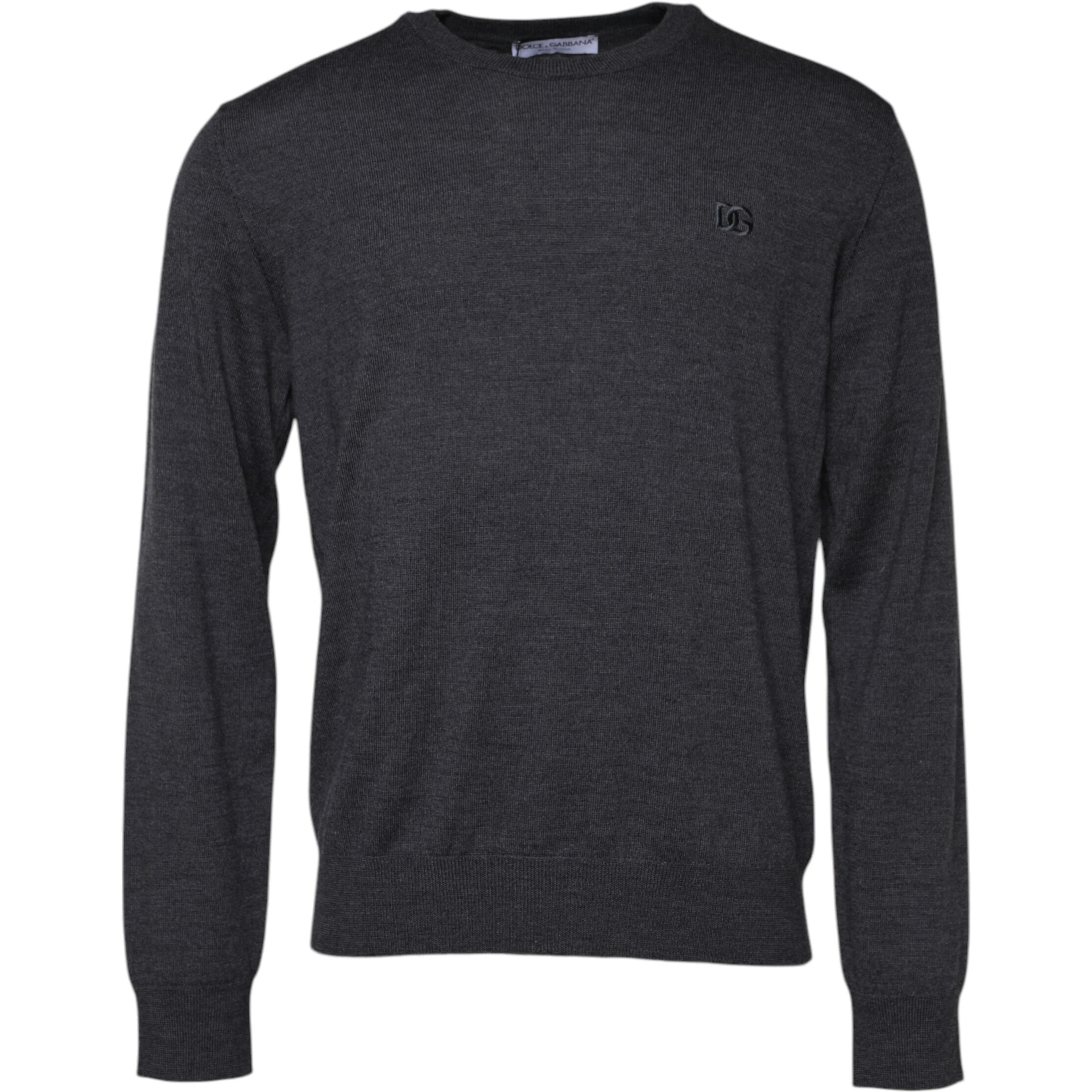 Gray Wool Logo Knitted Men Pullover Sweater