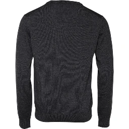 Gray Wool Logo Knitted Men Pullover Sweater