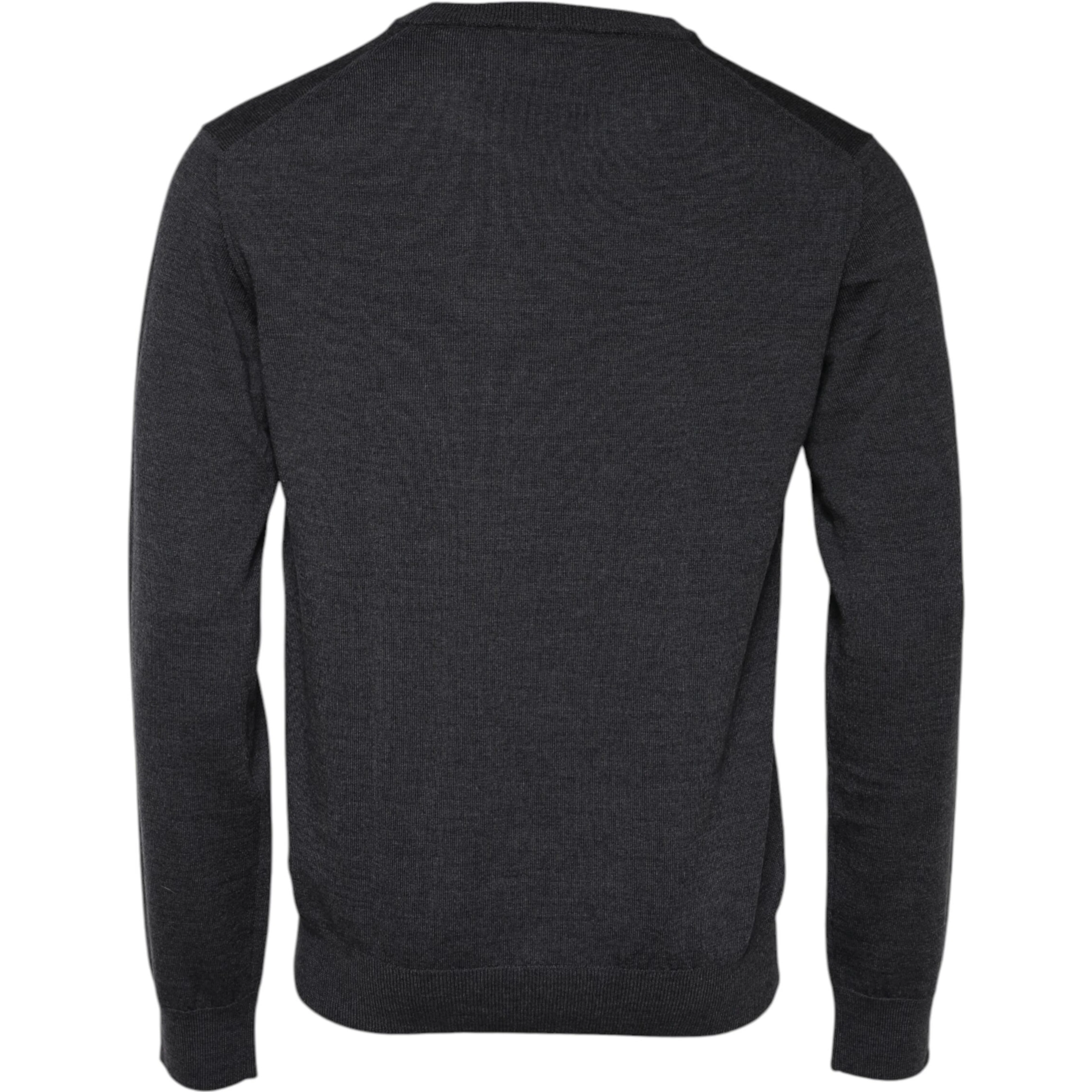 Gray Wool Logo Knitted Men Pullover Sweater