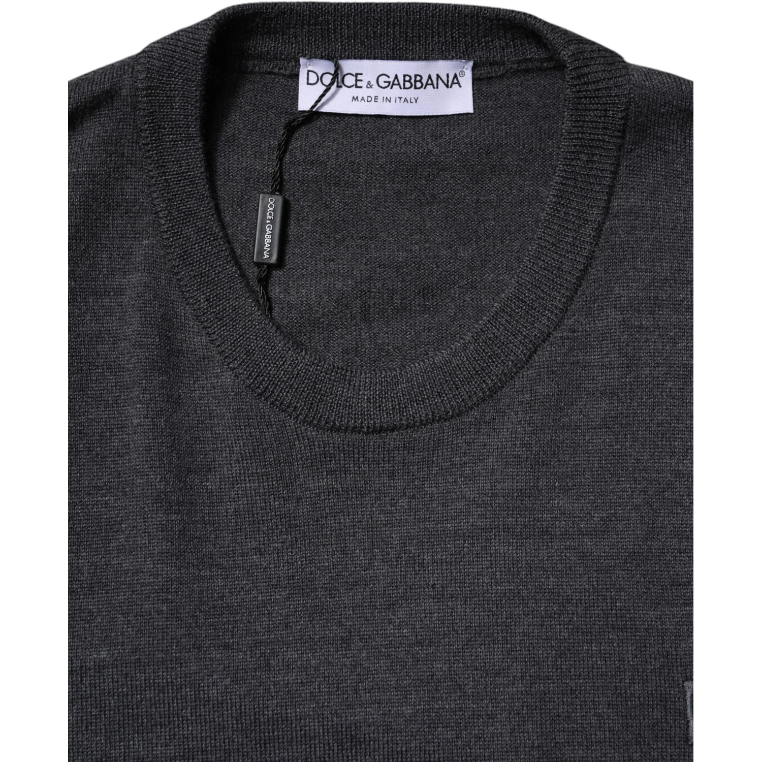 Gray Wool Logo Knitted Men Pullover Sweater