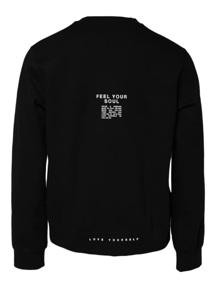 Black Cotton Logo Knitted Pullover Sweater