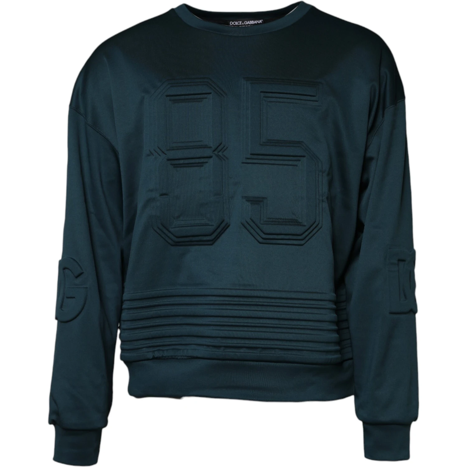 Dark Green Embossed Logo Pullover Sweater