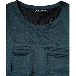 Dark Green Embossed Logo Pullover Sweater