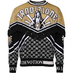 Multicolor Cotton Crew Neck Pullover Sweater