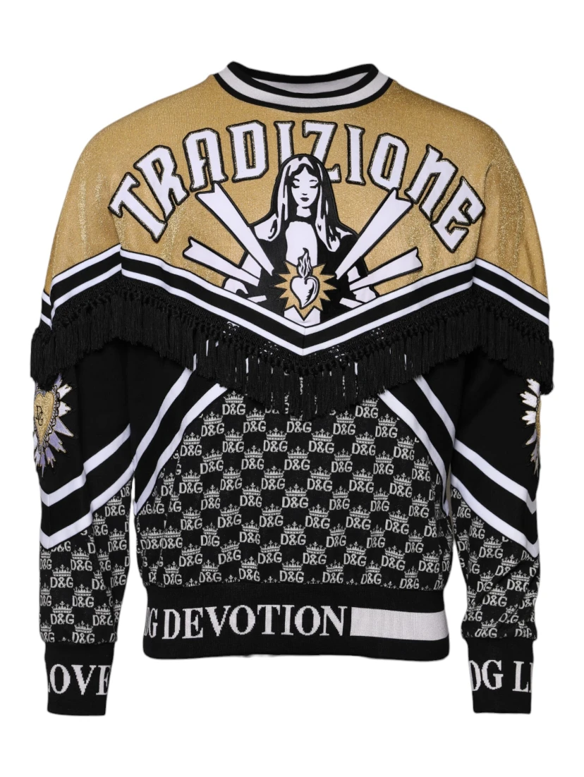 Multicolor Cotton Crew Neck Pullover Sweater