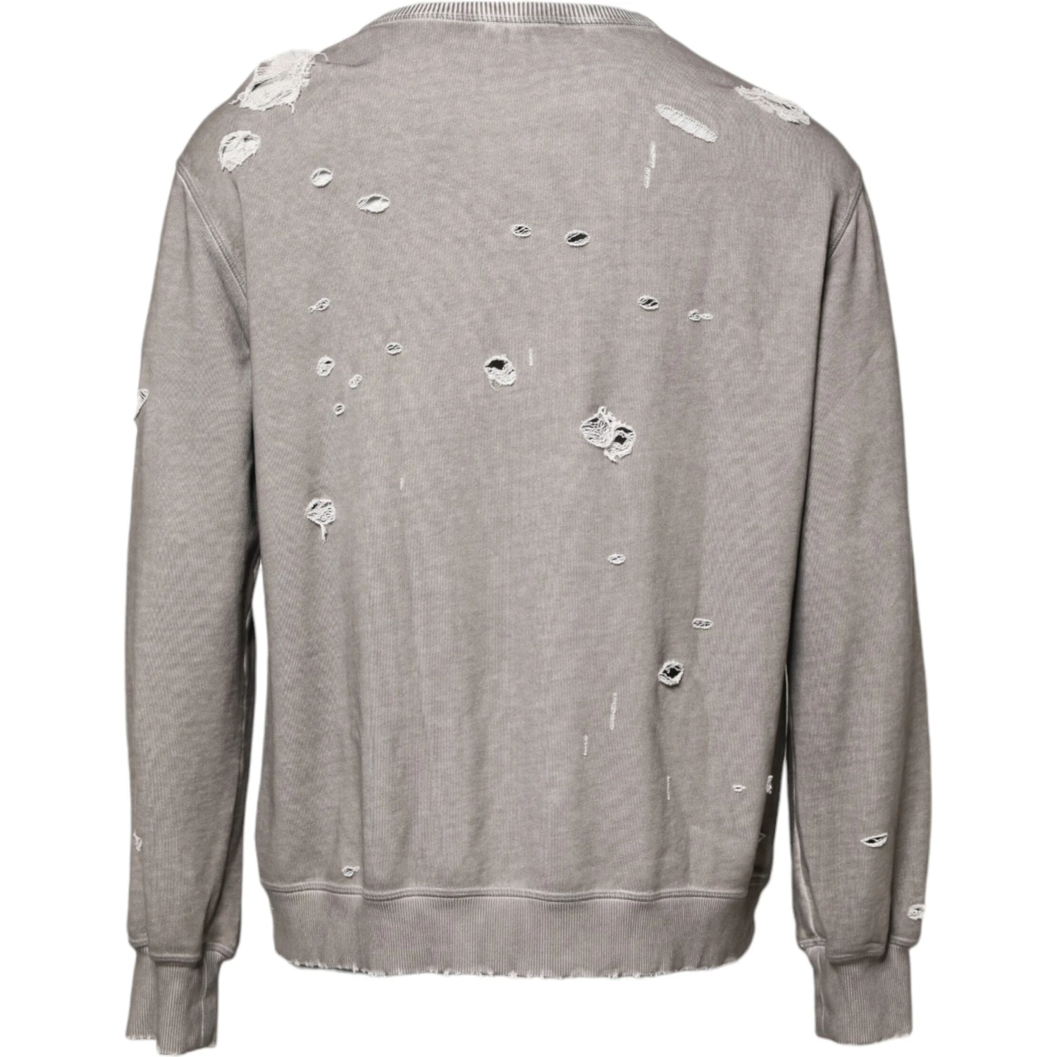Gray Logo Print Crew Neck Pullover Sweater