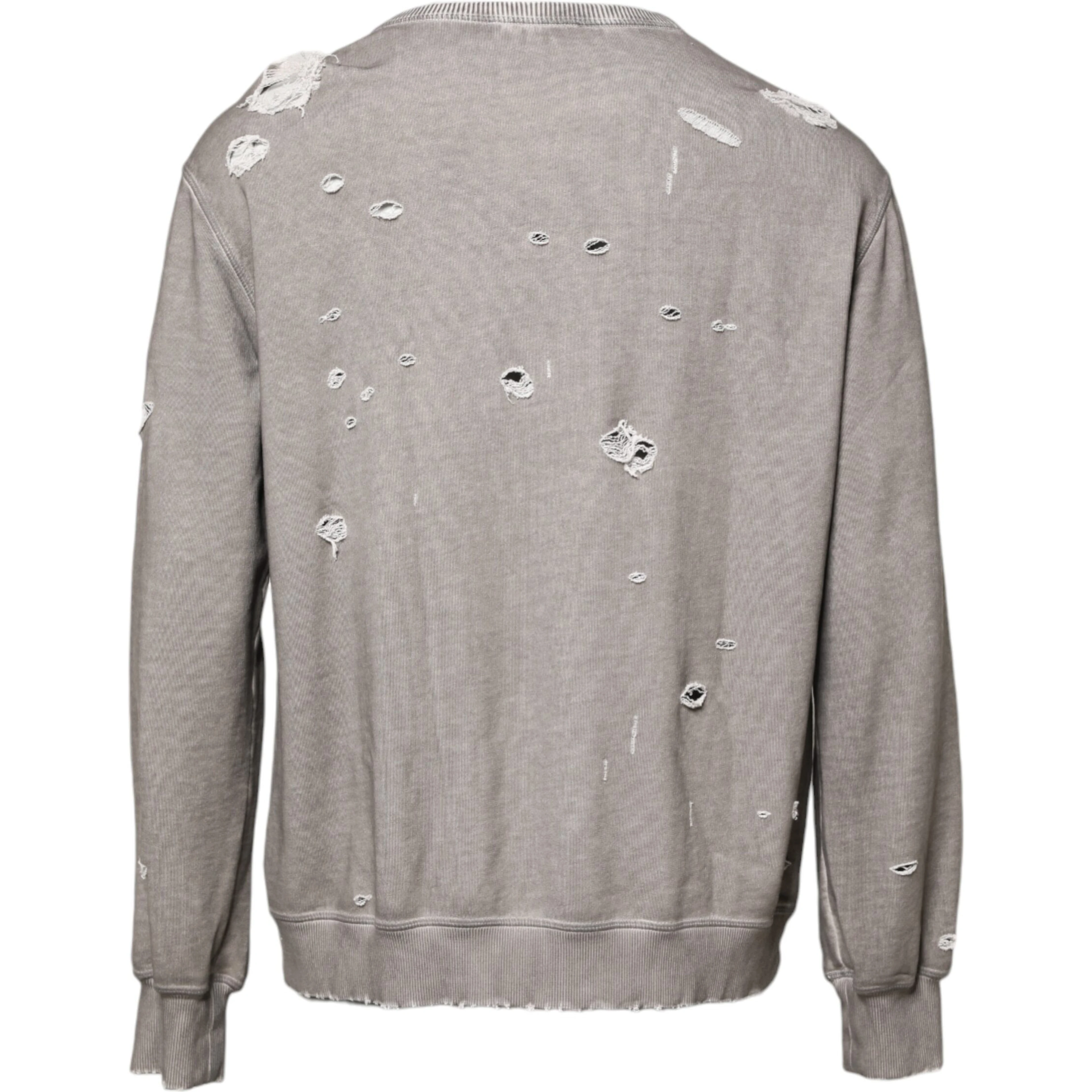 Gray Logo Print Crew Neck Pullover Sweater