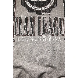 Gray Logo Print Crew Neck Pullover Sweater