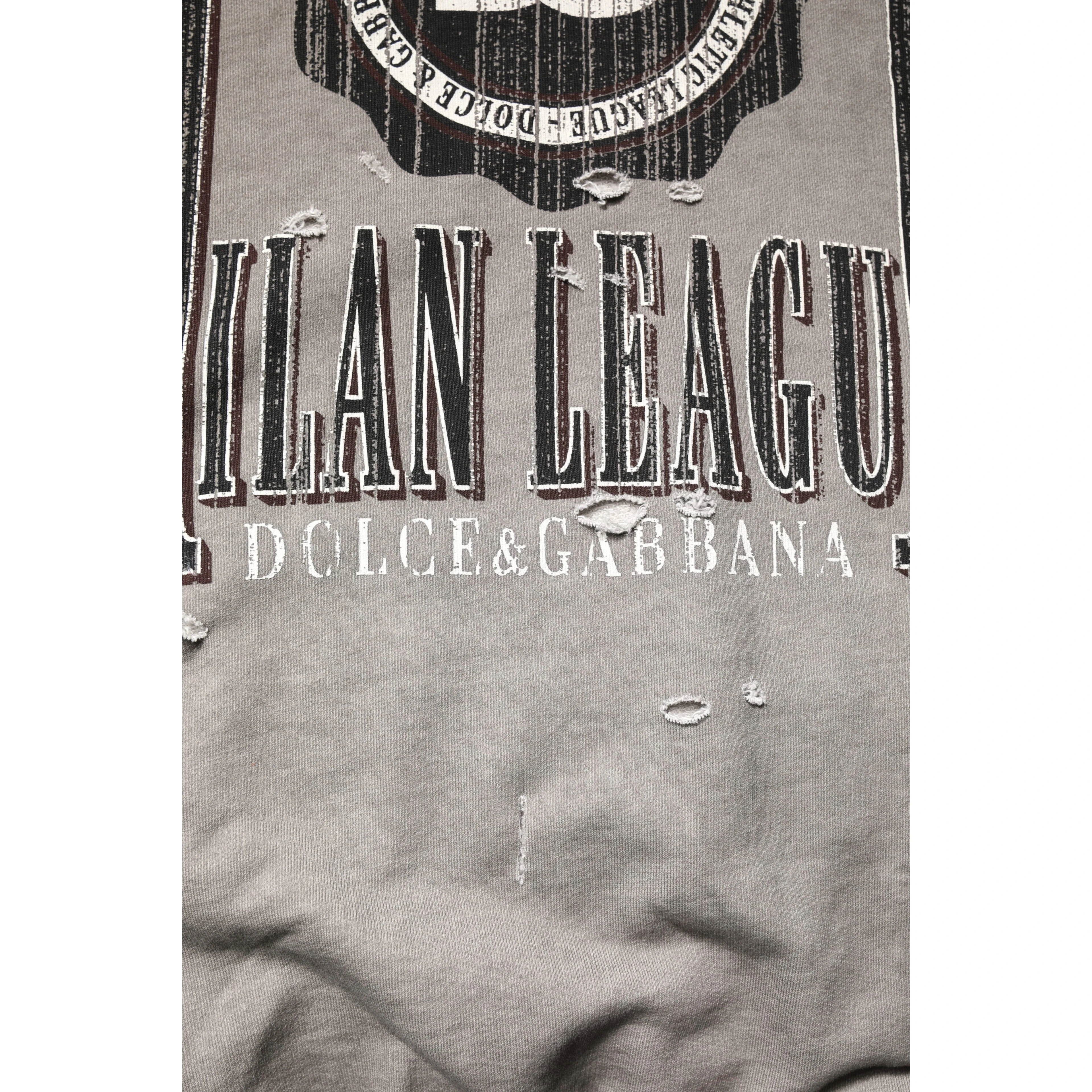 Gray Logo Print Crew Neck Pullover Sweater
