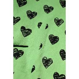 Green Heart Print Crew Neck Pullover Sweater