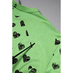 Green Heart Print Crew Neck Pullover Sweater