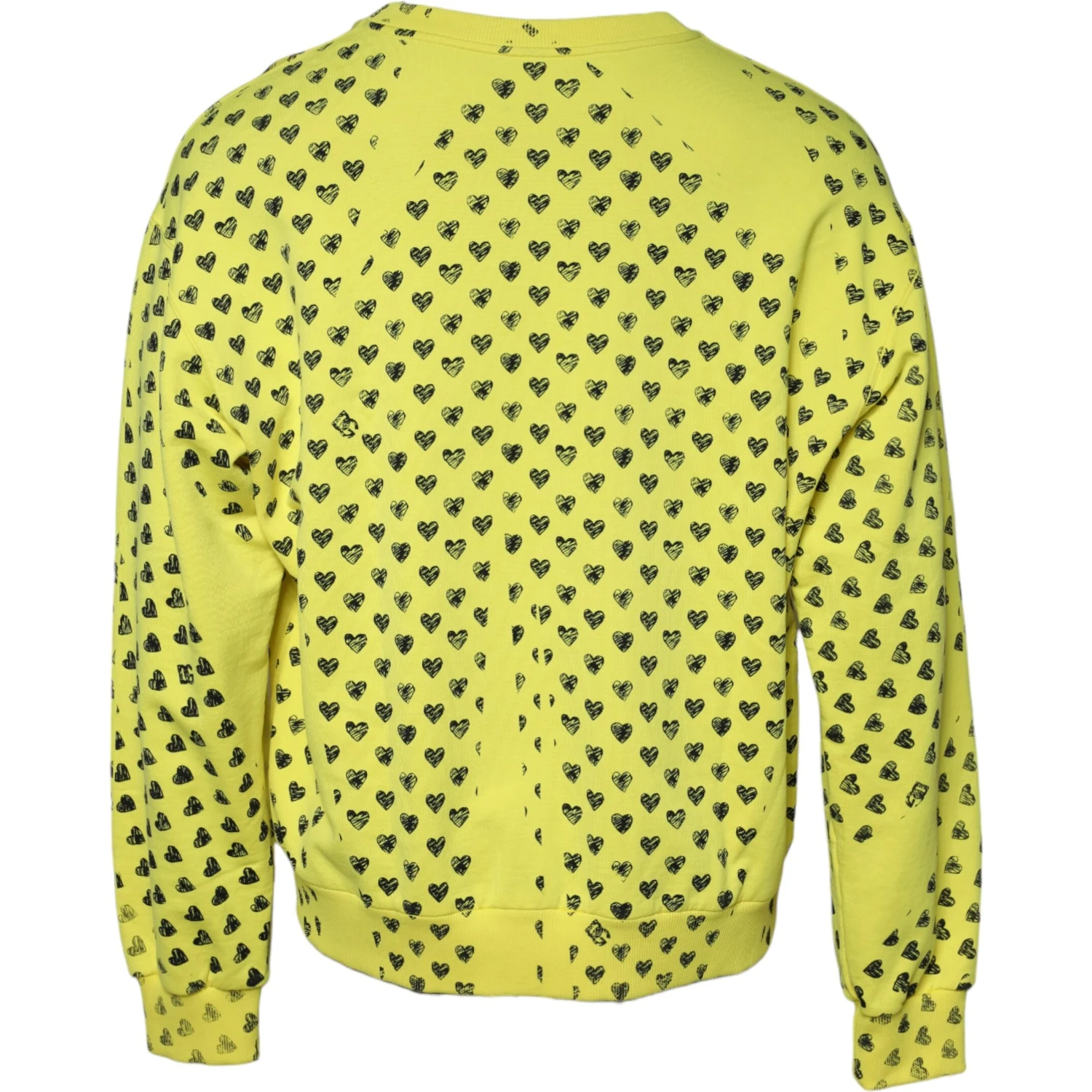 Yellow Heart Crew Neck Men Pullover Sweater
