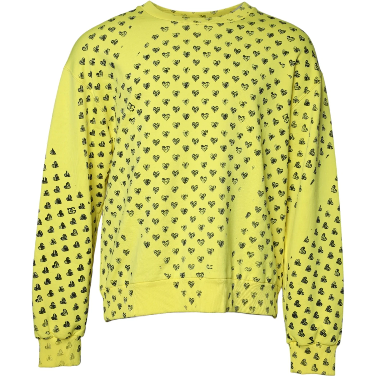Yellow Heart Crew Neck Men Pullover Sweater