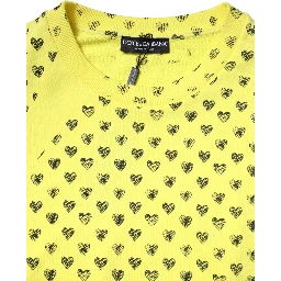 Yellow Heart Crew Neck Men Pullover Sweater