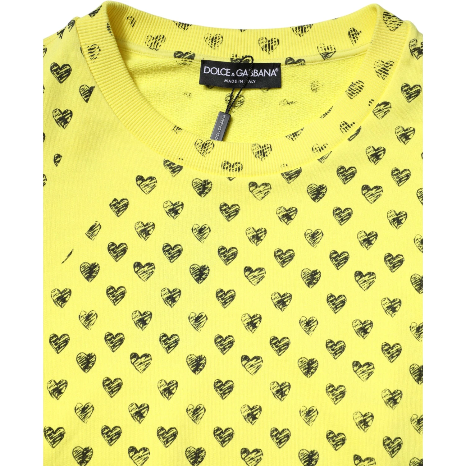 Yellow Heart Crew Neck Men Pullover Sweater