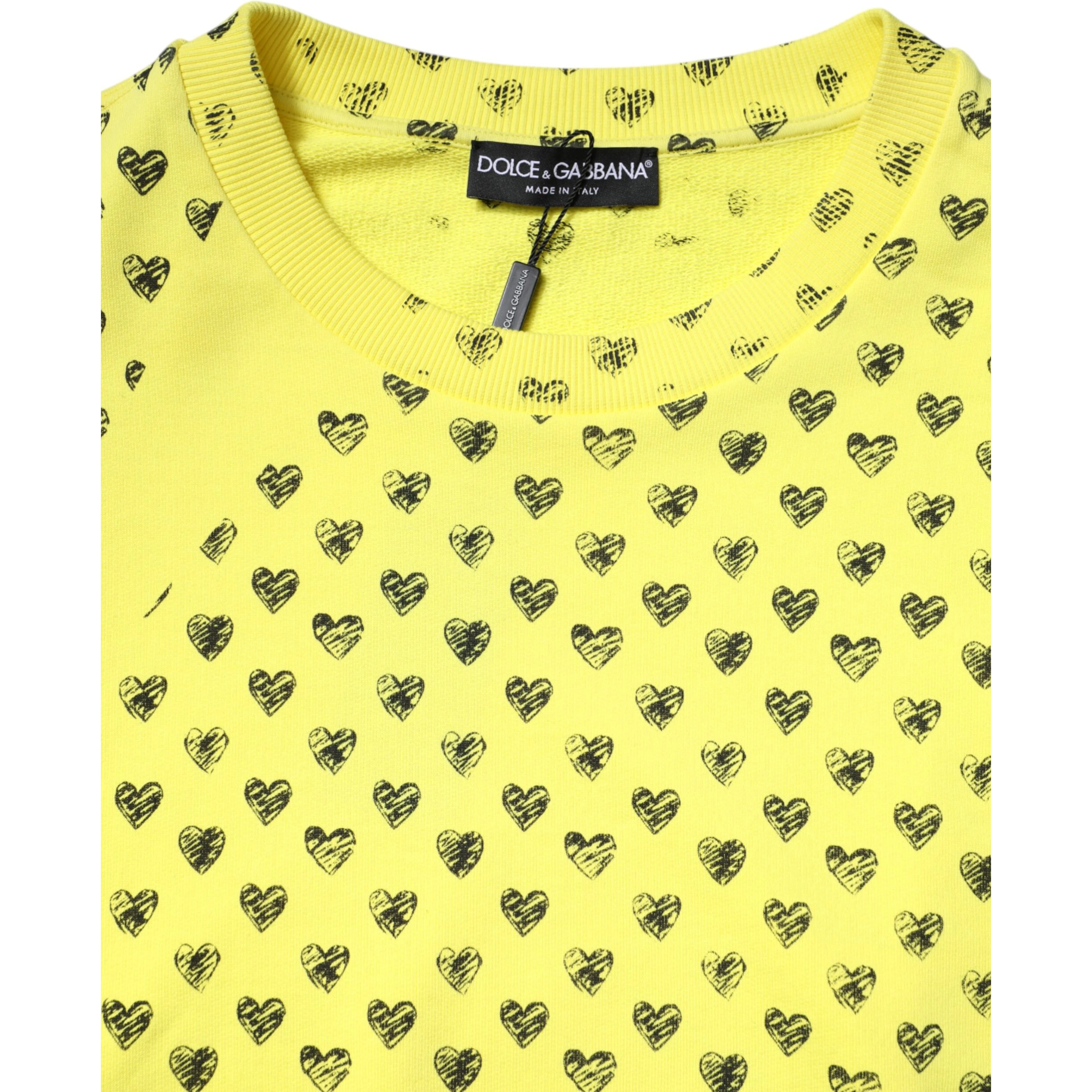 Yellow Heart Crew Neck Men Pullover Sweater