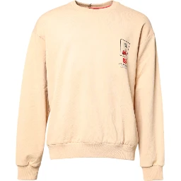 Beige Cherry Print Crew Neck Pullover Sweater