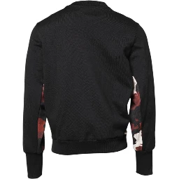 Black Embroidered Crew Neck Pullover Sweater