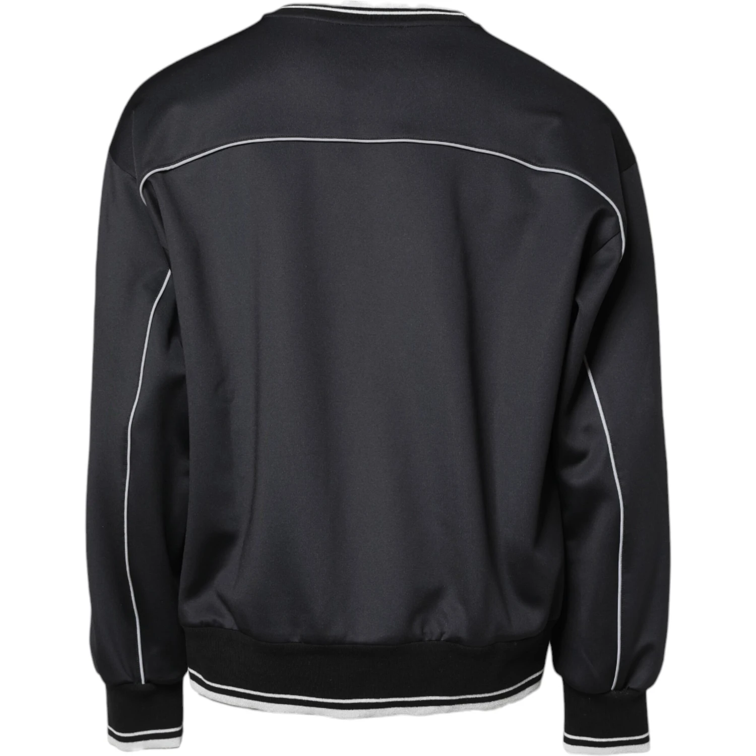 Black Logo Polyester Crew Neck Men Pullover Sweater