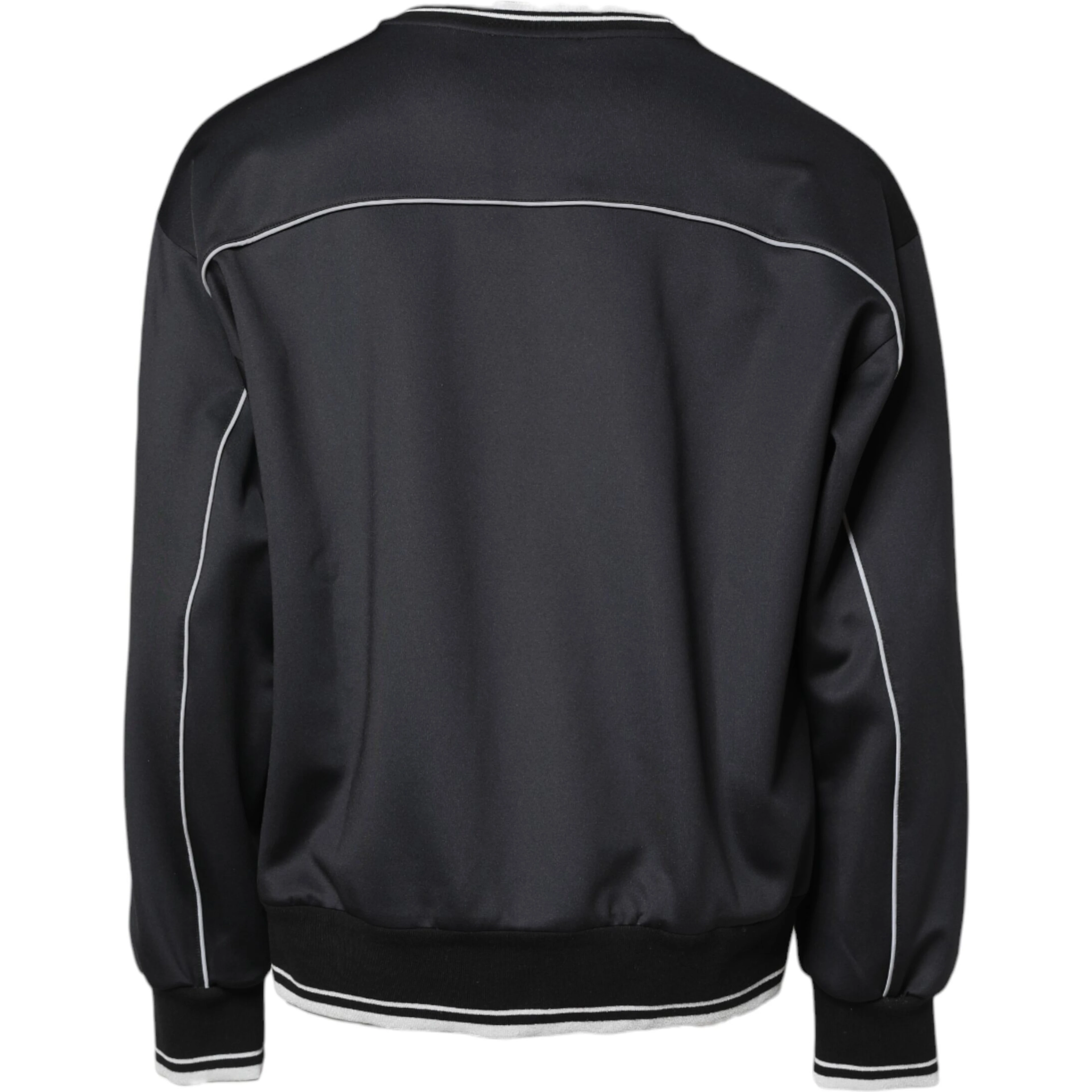 Black Logo Polyester Crew Neck Men Pullover Sweater