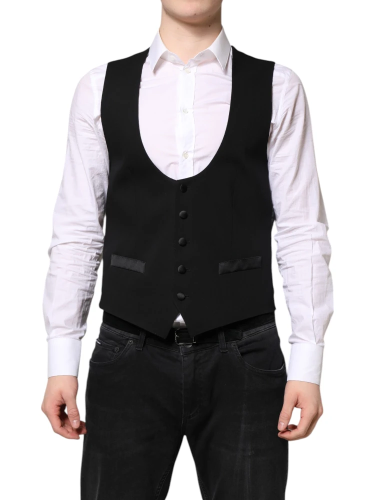 Black Wool Waistcoat Dress Formal Vest alternative