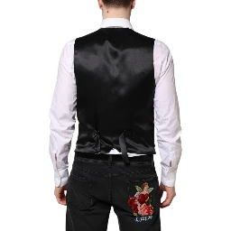 Black Wool Waistcoat Dress Formal Vest