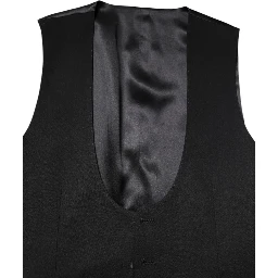 Black Wool Waistcoat Dress Formal Vest