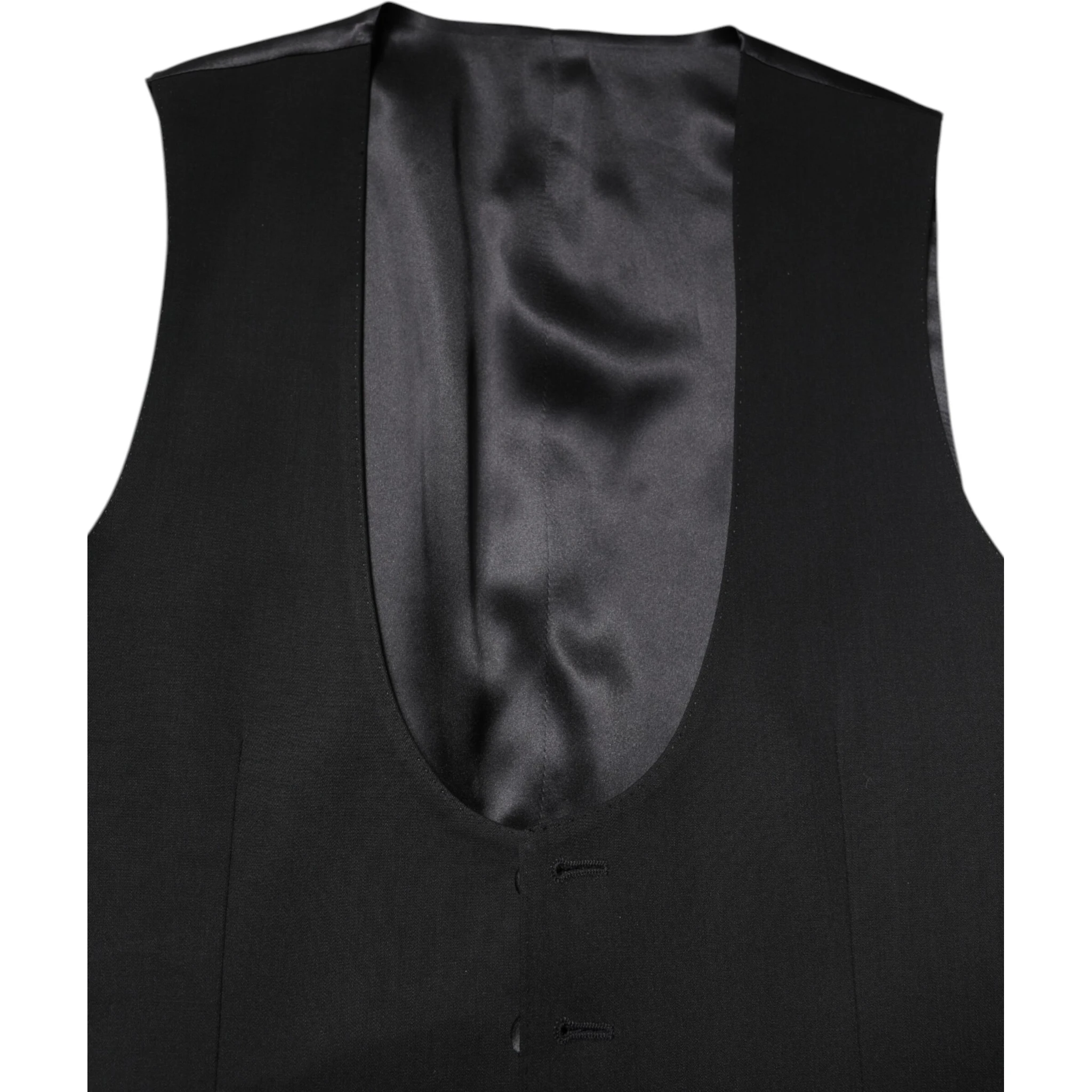 Black Wool Waistcoat Dress Formal Vest