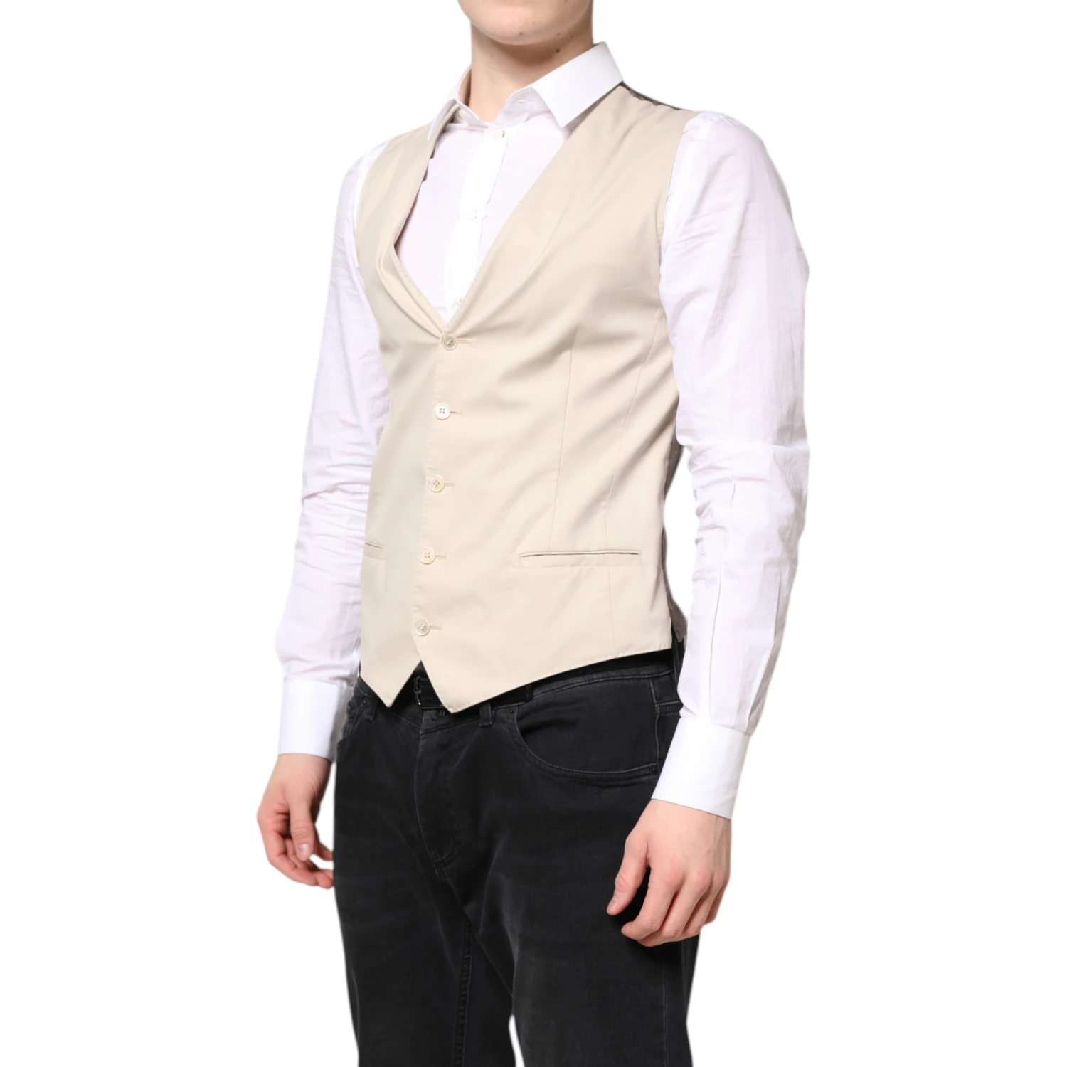 Beige Gray Dress Men Formal Waistcoat Vest