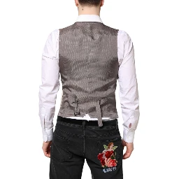 Beige Gray Dress Men Formal Waistcoat Vest