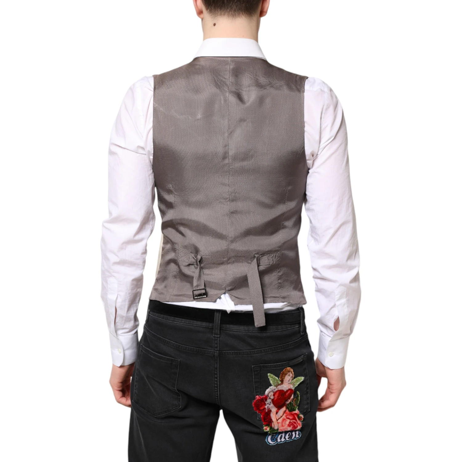 Beige Gray Dress Men Formal Waistcoat Vest
