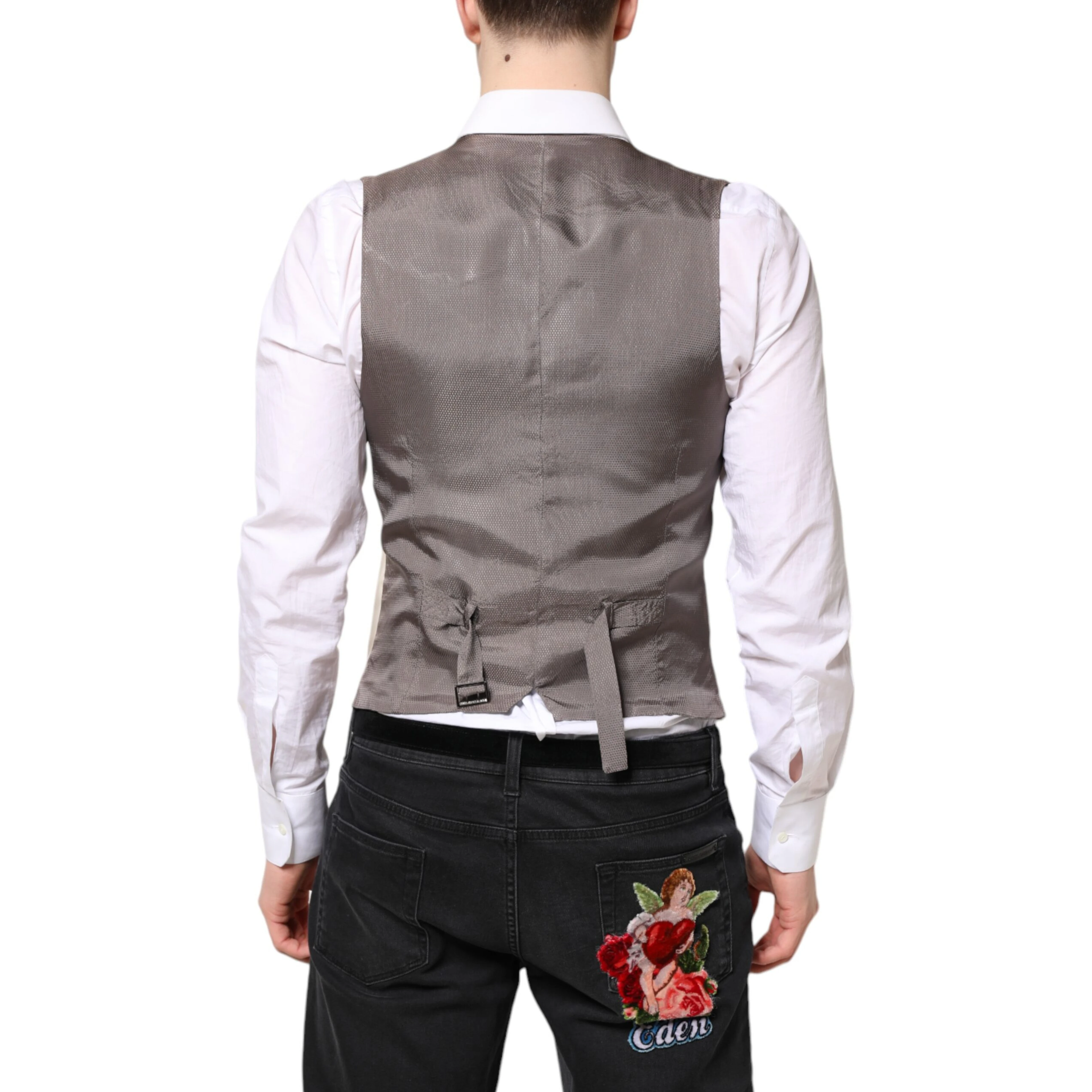 Beige Gray Dress Men Formal Waistcoat Vest