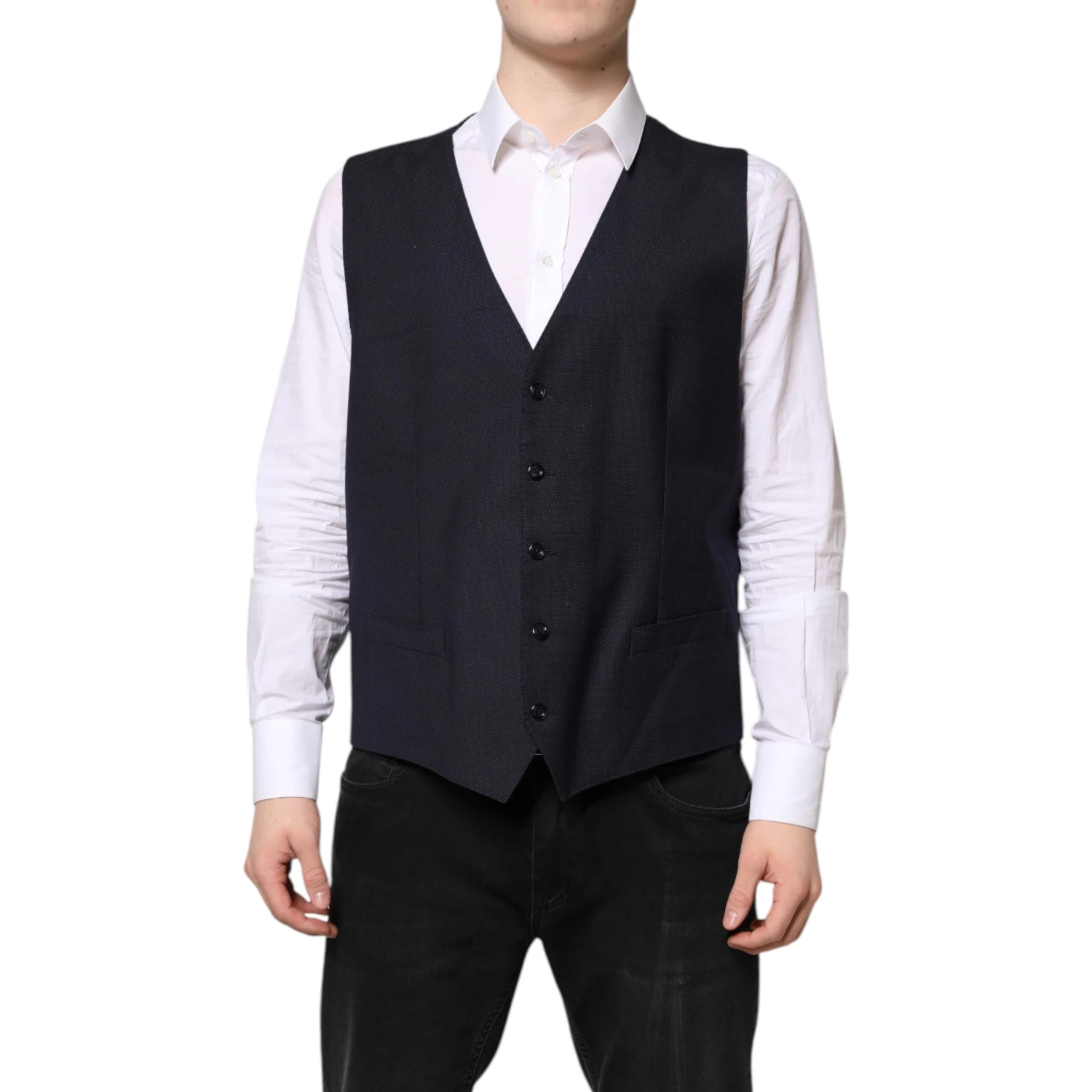 Black Wool Waistcoat Dress Formal Vest