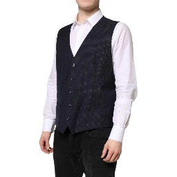 Black Wool Waistcoat Dress Formal Vest