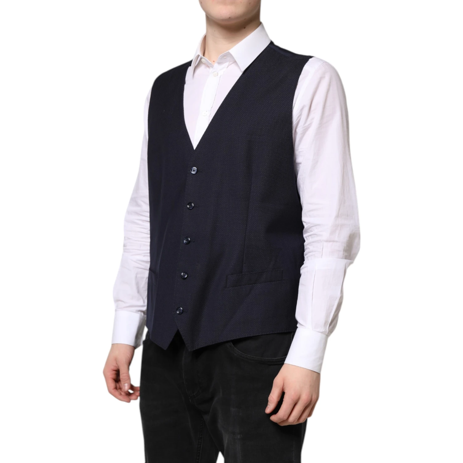 Black Wool Waistcoat Dress Formal Vest