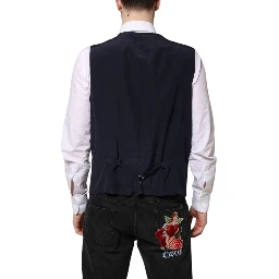 Black Wool Waistcoat Dress Formal Vest