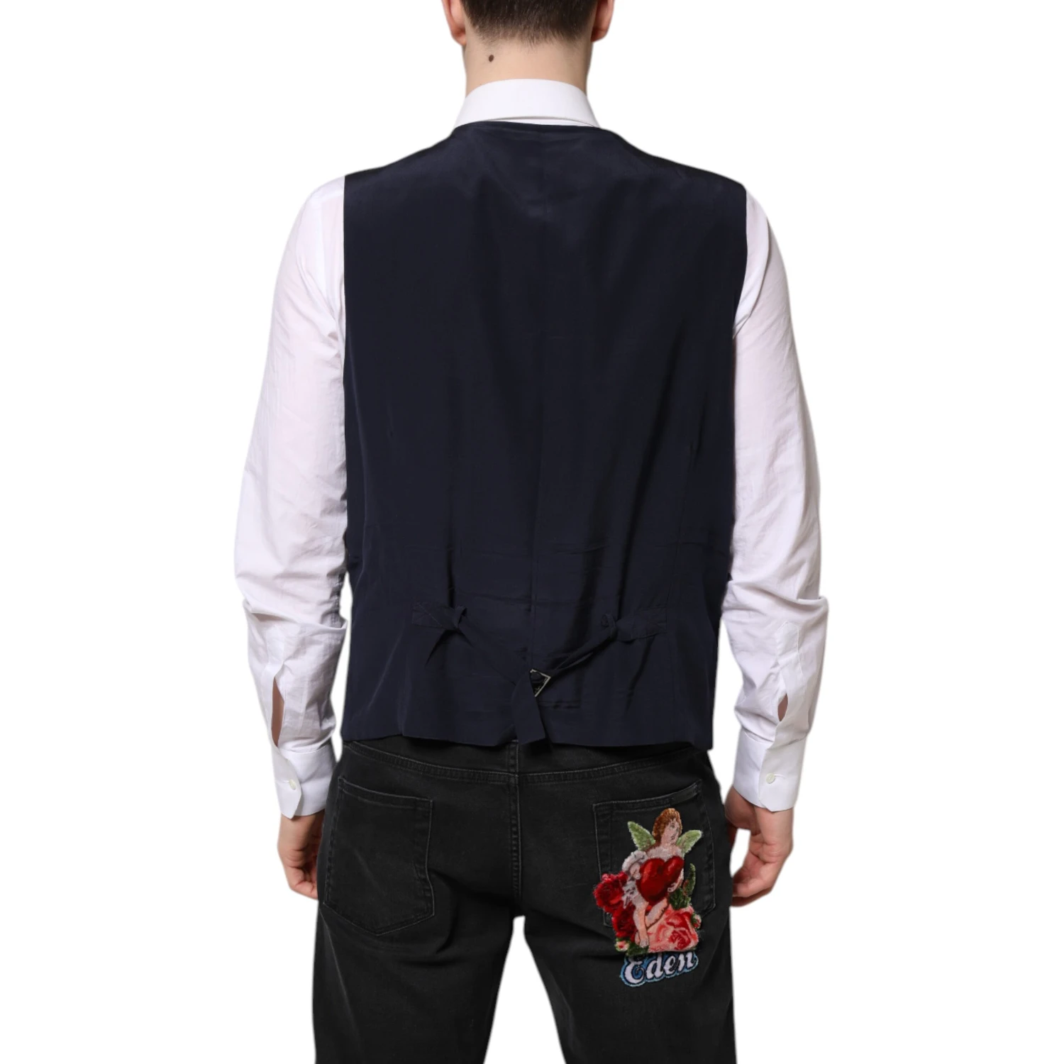 Black Wool Waistcoat Dress Formal Vest